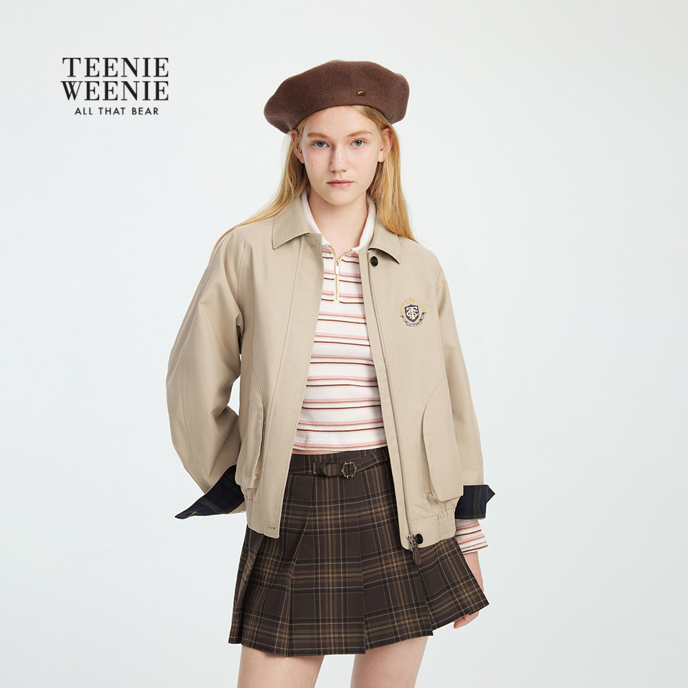 TeenieWeenie小熊女装外套2025年秋季新款简约翻领设