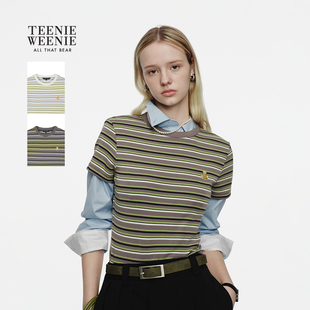 休闲日常清新条纹短袖 新款 上衣 T恤26年春季 TeenieWeenie小熊女装