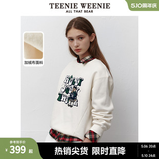 上衣 TeenieWeenie小熊秋冬节日圆领卫衣加绒保暖韩版 女装