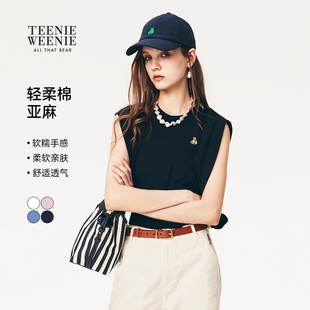 刺绣圆领无袖 TeenieWeenie小熊女装 时尚 新款 针织毛衣背心 26年夏季