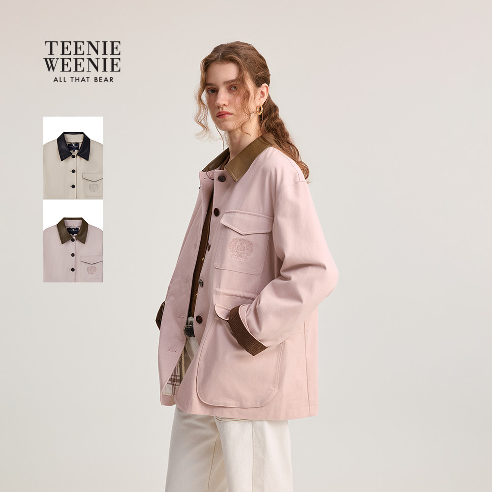 TeenieWeenie小熊女装巴恩风外套2025秋季新款时髦工装风翻领夹克,女装/女士精品,短外套,淘宝优惠券,粉丝福利购,淘宝优惠卷