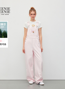 TEENIEWEENIE bearnova秋季新款棉莱赛尔牛仔背带长裤白色牛仔裤
