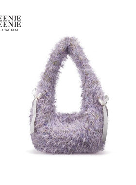 TEENIEWEENIE bearnova25年冬季新款女装仿貂毛大蝴蝶结装饰包包