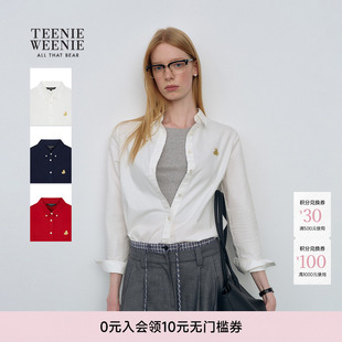 TeenieWeenie小熊女装衬衫26春夏新款舒适通勤牛津纺老钱风衬衣