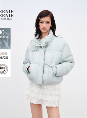 TEENIEWEENIE bearnova2025冬季新款女装甜美蝴蝶结小立领羽绒服