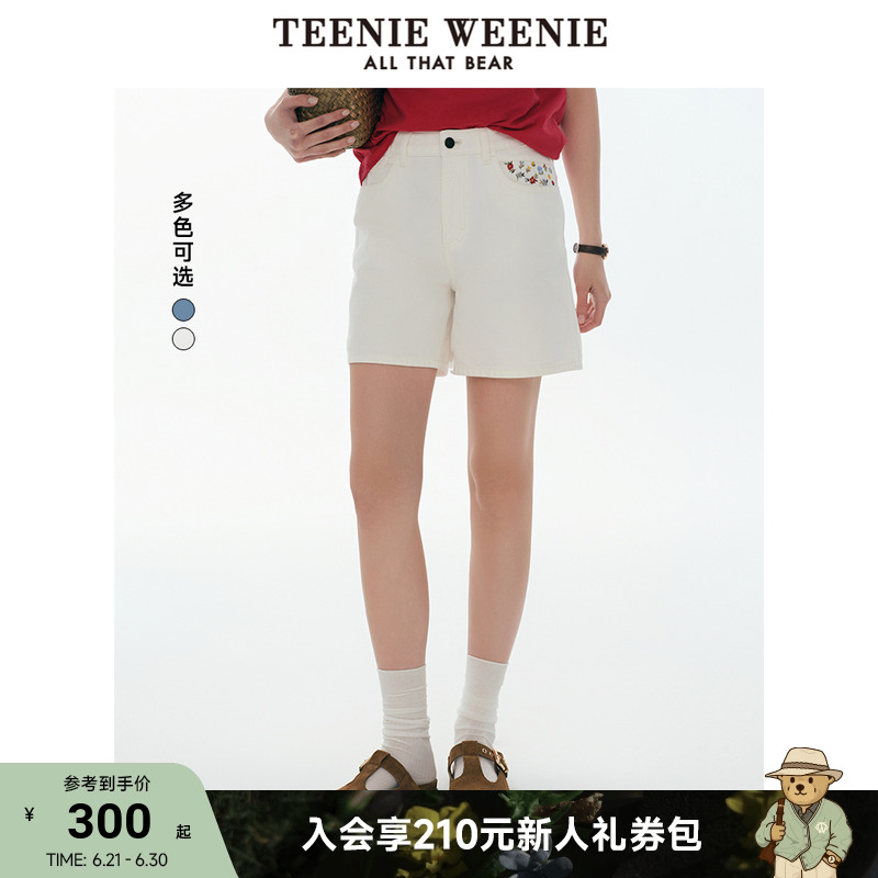 TeenieWeenie小熊女装牛仔短裤2025夏季新款简约休闲时尚学院裤子
