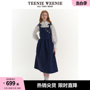 刺绣设计感拼接吊带连衣裙女 TeenieWeenie小熊春装 时尚