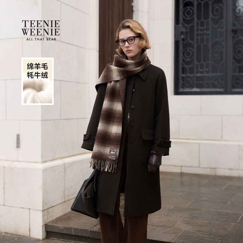 【轻绒智型通勤大衣】TeenieWeenie小熊女毛呢大衣25冬