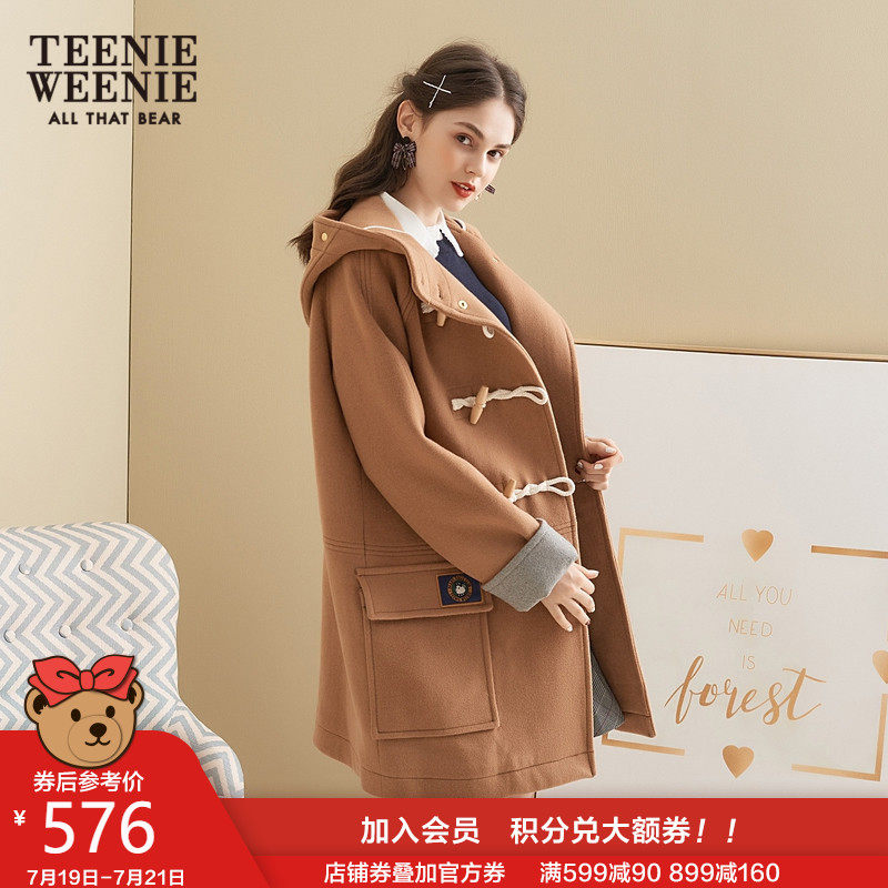 TeenieWeenie小熊女装毛呢大衣牛角扣休闲呢子外套