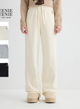 TeenieWeenie小熊女装卫裤2025冬新款简约高腰宽松舒适直筒休闲裤