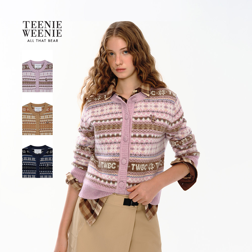 TeenieWeenie小熊女装毛针织衫2025冬新款费尔岛提花圆领毛衣开衫,女装/女士精品,毛针织衫,淘宝优惠券,粉丝福利购,淘宝优惠卷
