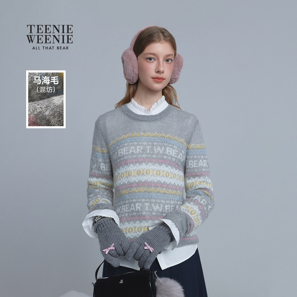 TeenieWeenie小熊女装毛衣25年冬季新款马海毛保暖舒适