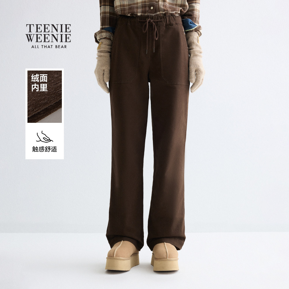TeenieWeenie小熊女装休闲裤秋冬斜纹棉质舒适内里磨毛直
