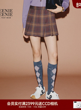TeenieWeenie小熊女装半身裙2025年秋季新款气质学院风格纹百褶裙