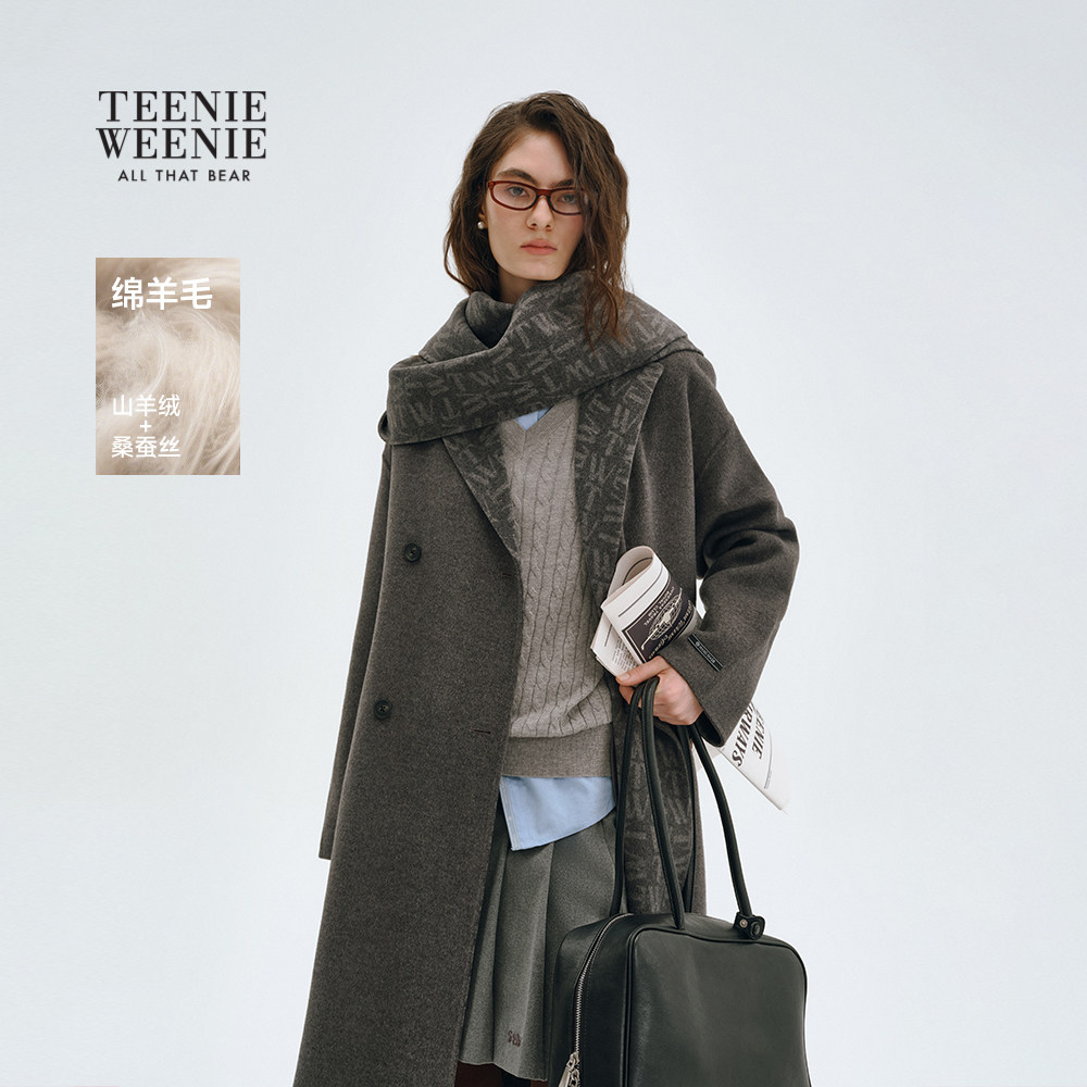 【轻绒智型通勤大衣】TeenieWeenie小熊女25冬连帽绵羊毛呢大衣,女装/女士精品,毛呢外套,淘宝优惠券,粉丝福利购,淘宝优惠卷