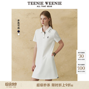 TeenieWeenie小熊女装时尚简约气质圆弧形衣领刺绣短袖POLO连身裙