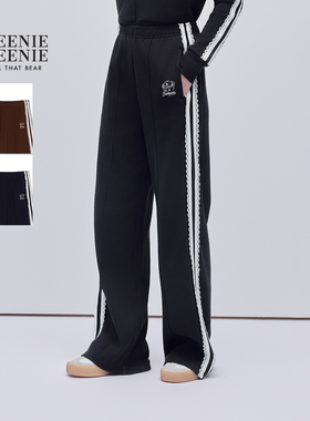 TEENIEWEENIE bearnova2025冬季新款女装蕾丝拼接运动风宽松卫裤