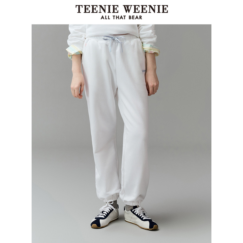 TeenieWeenie小熊女装简约刺绣卫裤秋季休闲户外运动舒适束脚裤