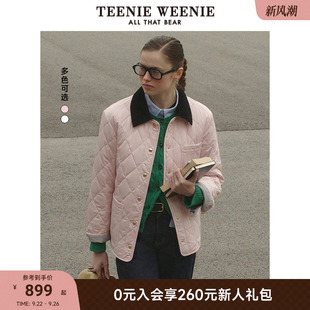 TeenieWeenie小熊女裝 學院風氣質翻領外套上衣 通勤風撞色棉服秋季
