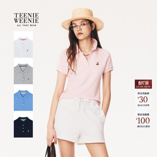 小熊女装复古学院风T恤POLO衫