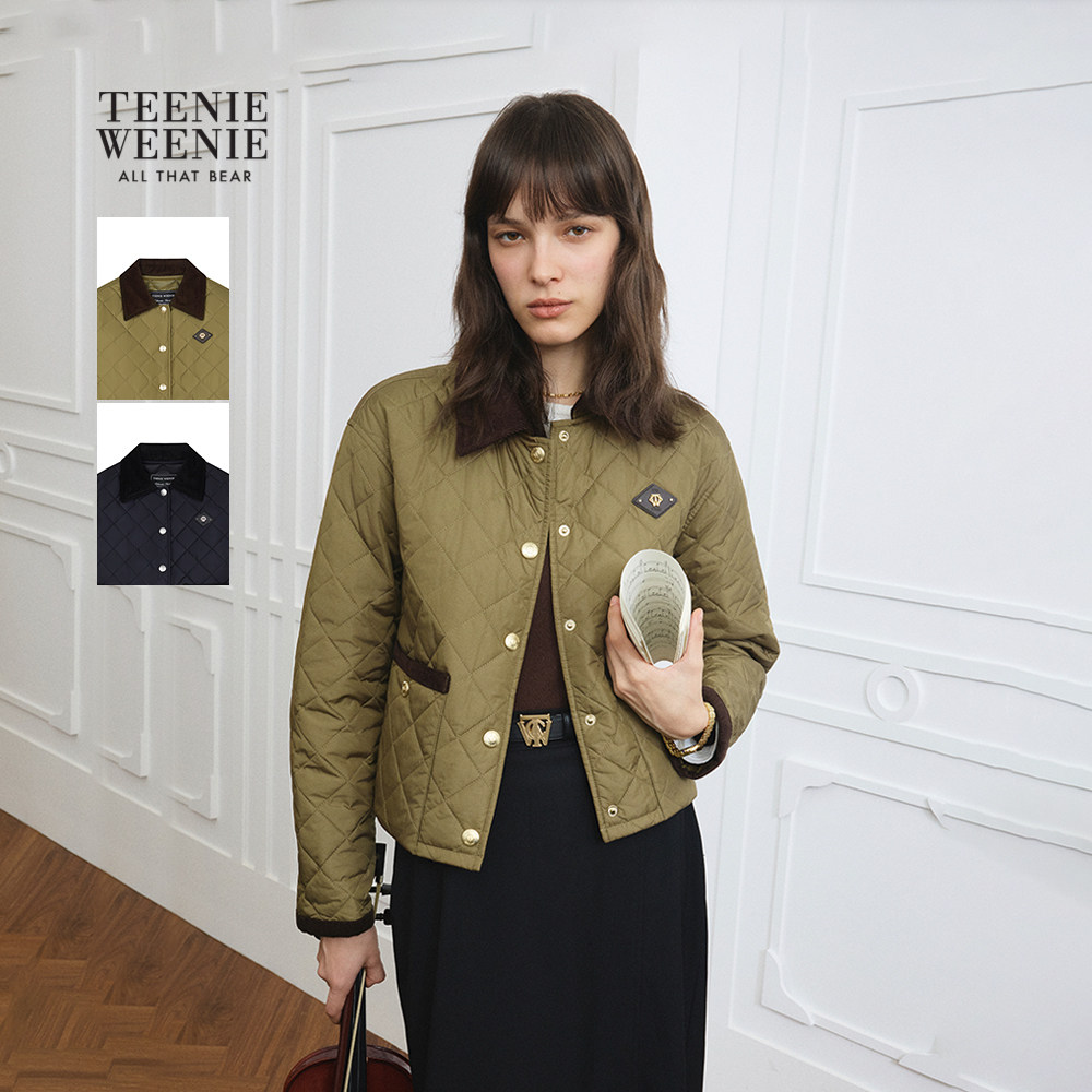 TeenieWeenie小熊女装棉服秋冬季复古灯芯绒撞色绗缝翻领棉衣外套,女装/女士精品,棉衣/棉服,淘宝优惠券,粉丝福利购,淘宝优惠卷