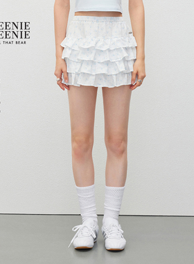 TEENIEWEENIE bearnova秋季新款法式蛋糕裙泡泡纱短裙白色半身裙