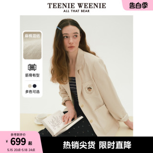 外套上衣女 TeenieWeenie小熊新款 春夏轻薄通勤气质西装 亚麻棉