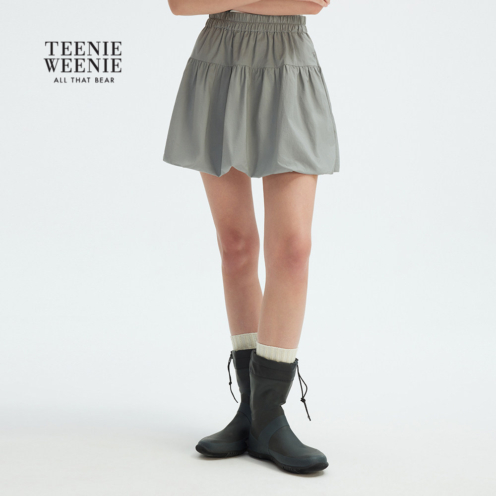 TeenieWeenie小熊女装春秋刺绣俏皮少女轻户外A字花苞短裙半身裙