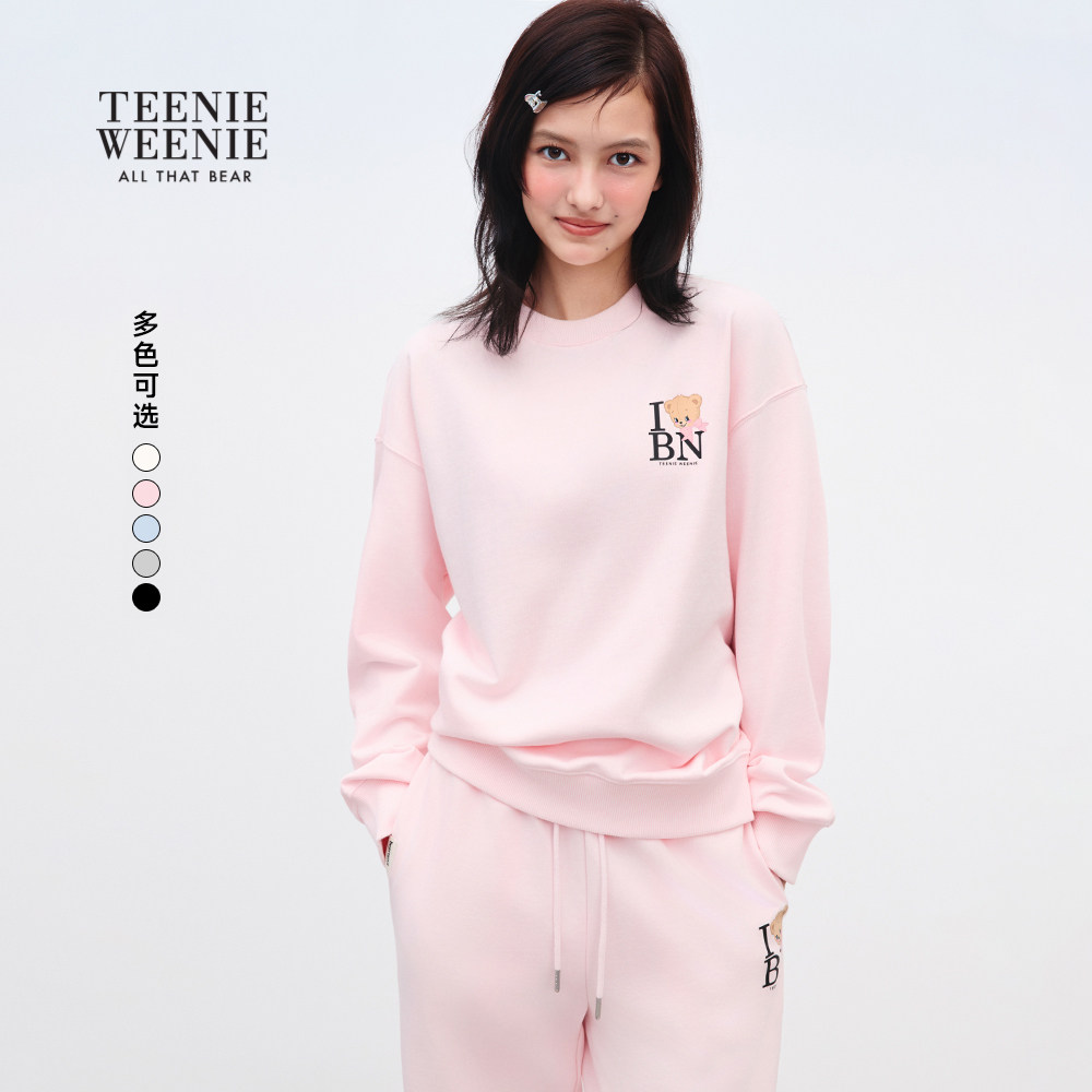TEENIEWEENIE bearnova小熊女装时尚学院风长袖印花圆领套头卫衣