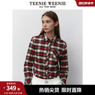 衬衣女基础学院风时尚 TeenieWeenie小熊春装 长袖 格纹衬衫 女装