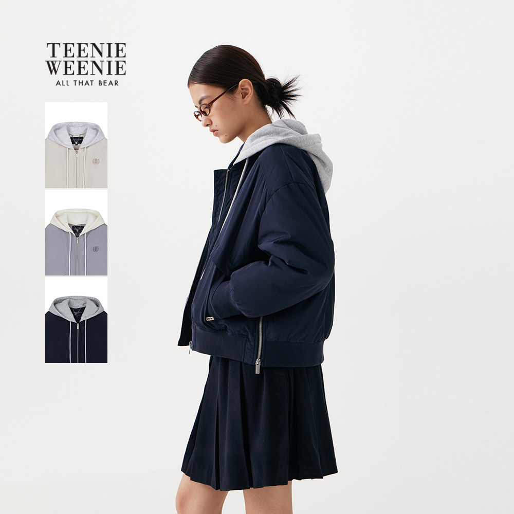 TeenieWeenie小熊女装棉服冬季轻薄短款舒适撞色拼接连帽棉衣外套,女装/女士精品,棉衣/棉服,淘宝优惠券,粉丝福利购,淘宝优惠卷