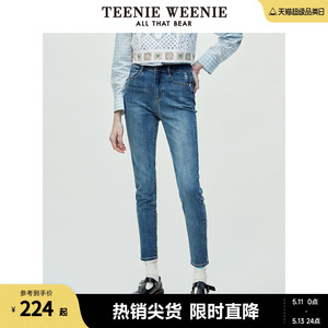 TeenieWeenie小熊夏牛仔裤长裤黑色小脚裤铅笔裤修身裤子女士