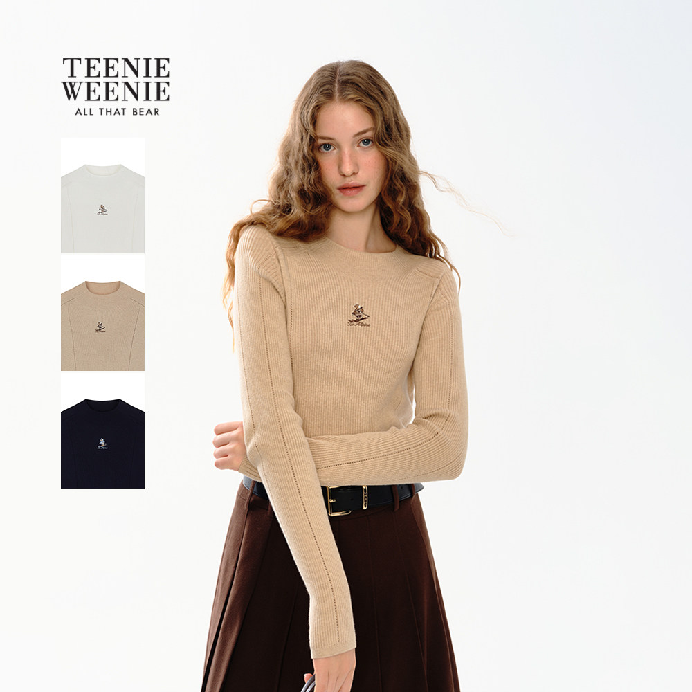 TeenieWeenie小熊女装秋冬时尚简约刺绣半高领毛衣棉针织
