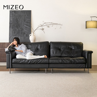 MIZEO 米卓/黑色星云客厅小户型皮艺双人油蜡真皮头层牛皮沙发