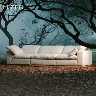 MIZEO 米卓/可全拆洗棉麻沙发法式中古自然亚麻白沙发布艺羽绒