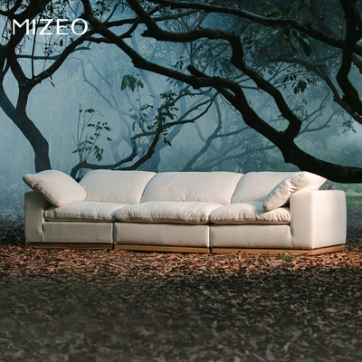 MIZEO 米卓/可全拆洗棉麻沙发法式中古自然亚麻白沙发布艺羽绒