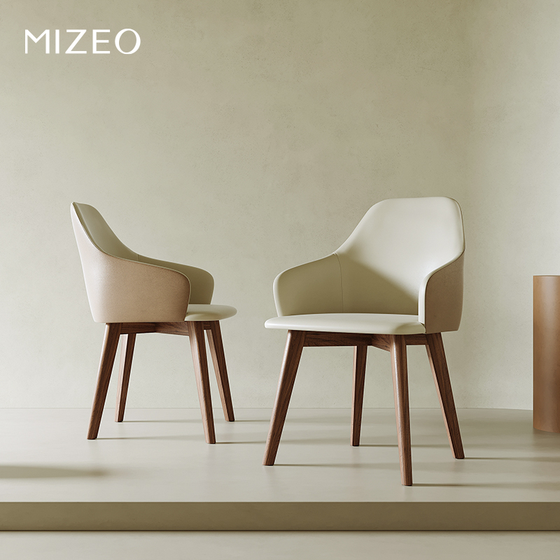 MIZEO米卓/北美黑胡桃木中古风实木餐椅现代简约中式餐厅餐椅合集