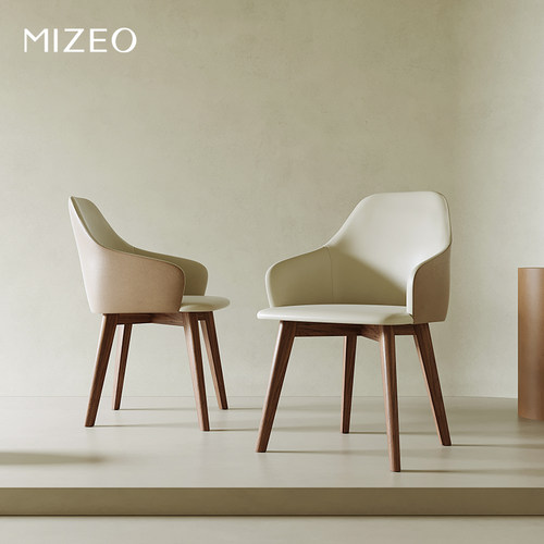 MIZEO米卓/北美黑胡桃木中古风实木餐椅现代简约中式餐厅餐椅合集