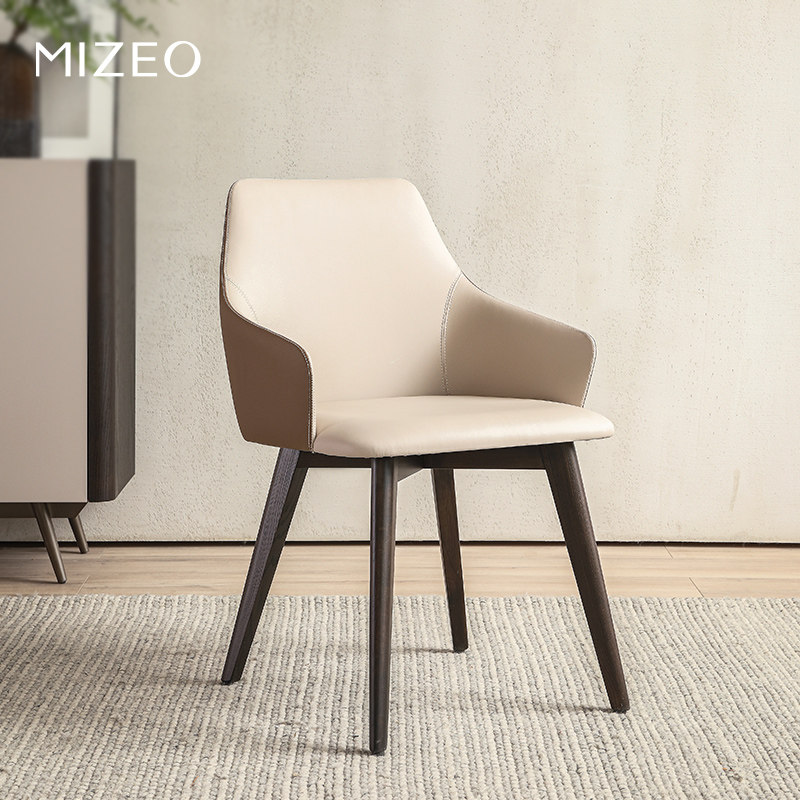 MIZEO 米卓 极简实木餐桌椅 简约白蜡木餐厅科技布餐椅