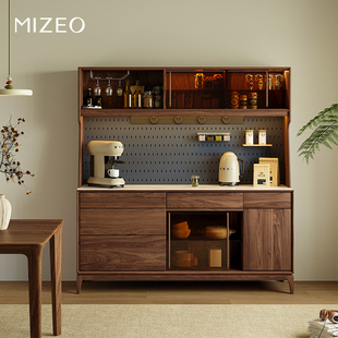 米卓 MIZEO 北美黑胡桃木中古餐边柜实木储物多功能酒柜餐桌边柜