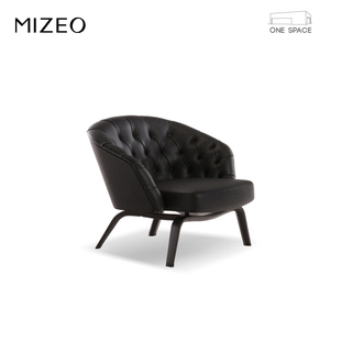米卓 MIZEO 极简港式 现代简约布艺休闲椅 拉扣单人皮艺沙发椅子