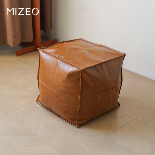 MIZEO 米卓/简约矮墩客厅地毯皮艺坐包垫豆包换鞋凳儿童凳脚踏