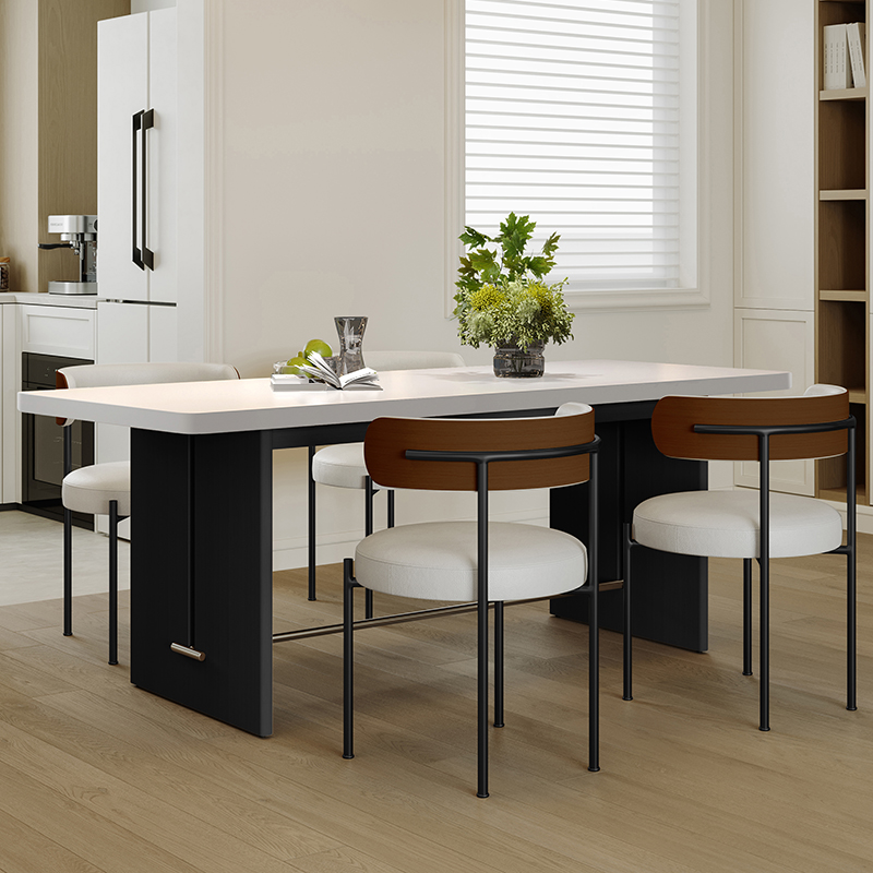 士伦餐桌椅原木色复古风加厚岩板