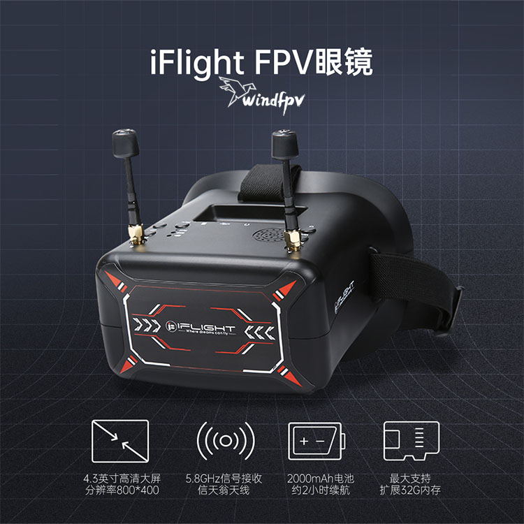 iFlight翼飞 新手头戴视频眼镜 5.8G DVR 模拟图传 穿越机fpv眼镜