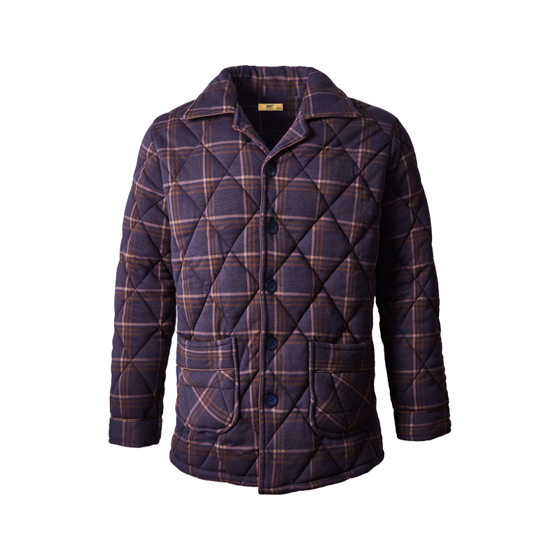 睡衣男秋冬加厚纯棉夹棉单件上衣