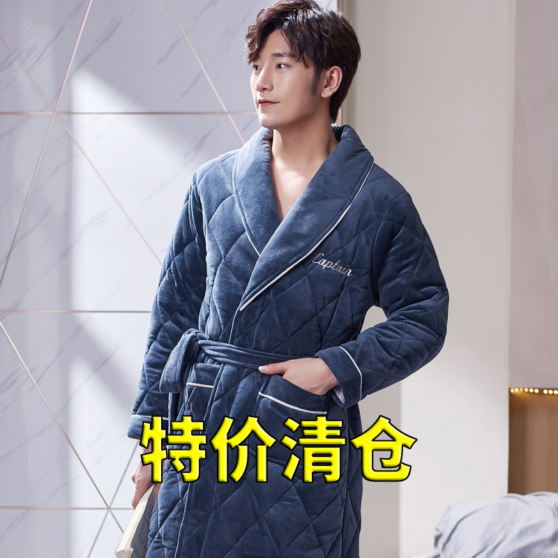 【特价清仓】男士睡袍秋冬季加厚加绒珊瑚绒睡衣三层夹棉保暖浴袍,女士内衣/男士内衣/家居服,睡袍/浴袍,淘宝优惠券,粉丝福利购,淘宝优惠卷