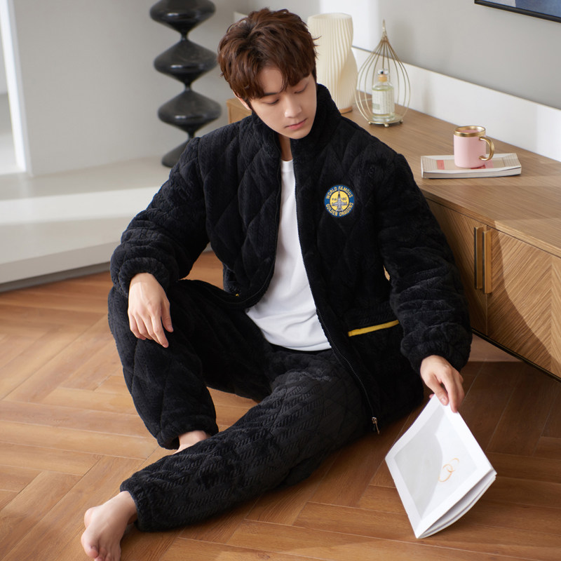 男士睡衣秋冬季加厚加绒珊瑚绒可外穿三层夹棉袄法兰绒家居服套装,女士内衣/男士内衣/家居服,睡衣/家居服套装,淘宝优惠券,粉丝福利购,淘宝优惠卷