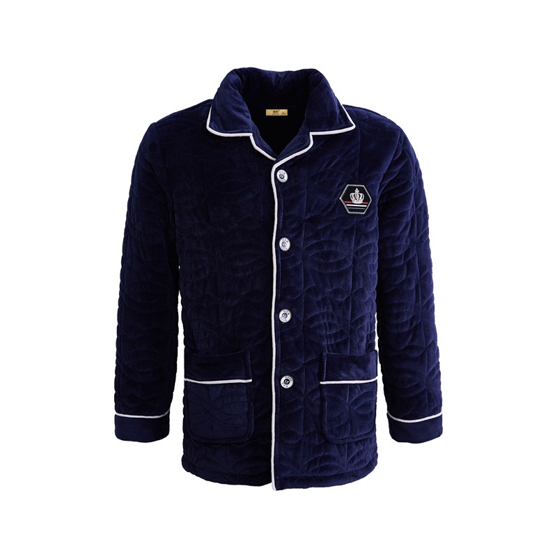 夹棉睡衣男冬季加厚加绒单件上衣