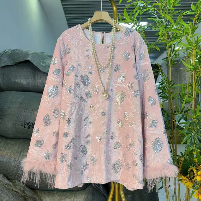 大码女装时尚休闲丝绒衫