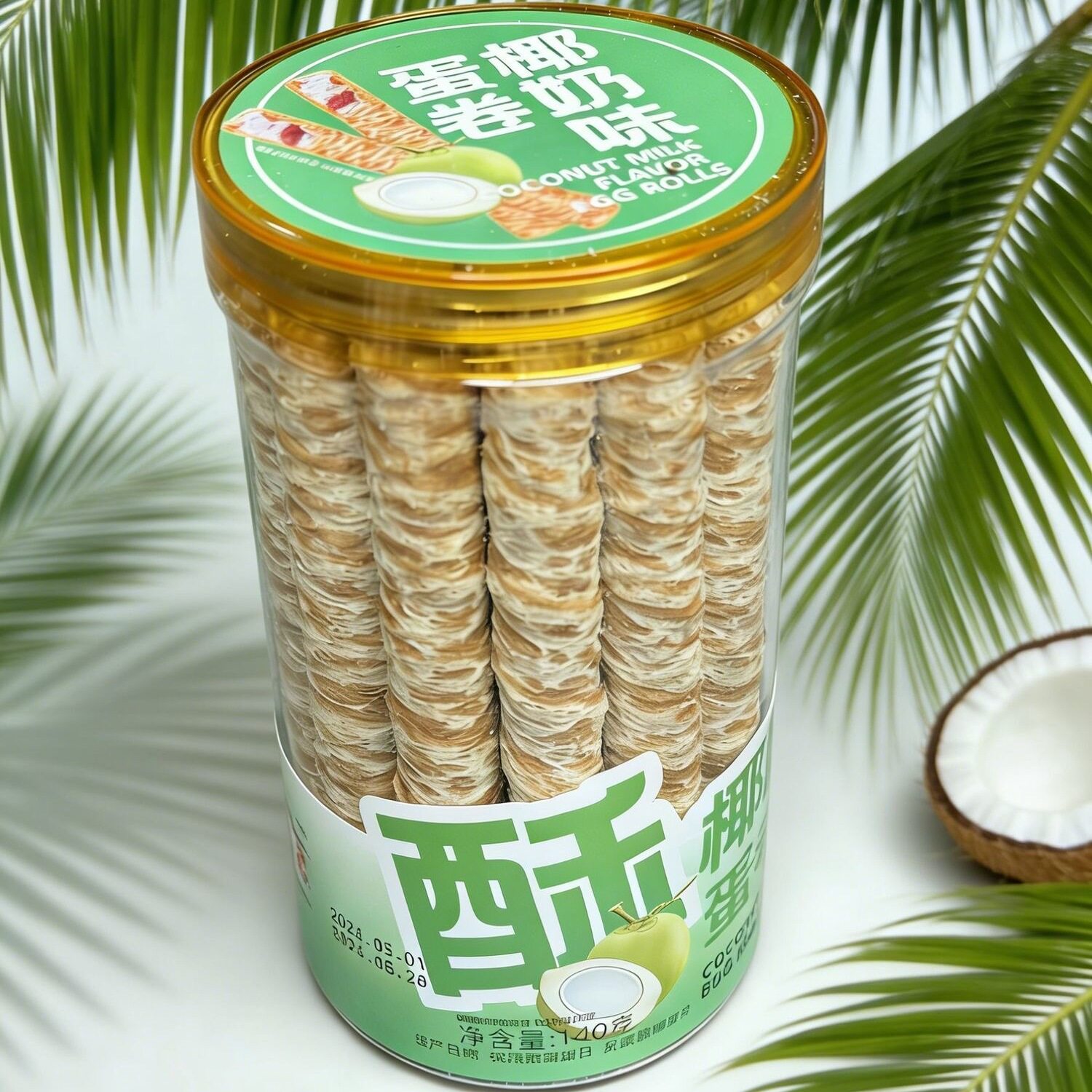 椰浆蛋卷奶味椰香醇香黄油鸡蛋卷酥到掉渣黄油蛋卷罐装高档零食